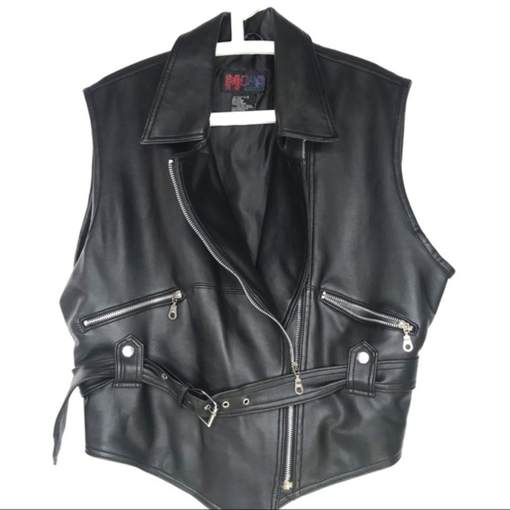 Moda Strata Moto Style Vest L Faux Leather